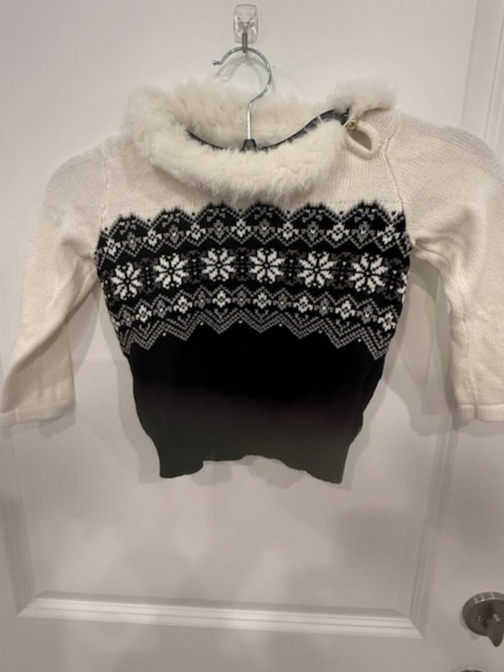 Janie and Jack Fair Isle Sweater with Fur Collar